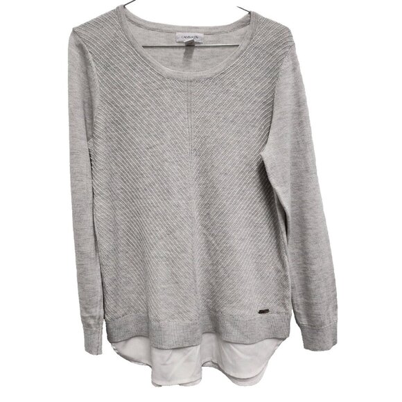 Calvin Klein Sweaters - Calvin Klein Womens‎ Sweater  Small Gray Long Sleeve Shirt Hem Pullover Preppy